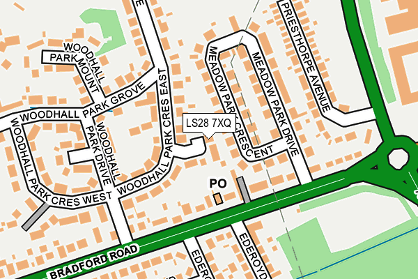 LS28 7XQ map - OS OpenMap – Local (Ordnance Survey)