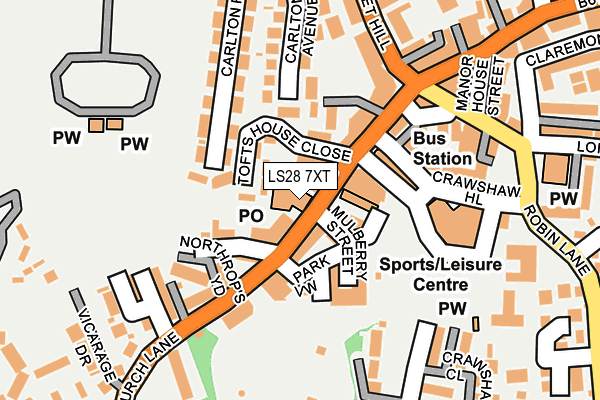 LS28 7XT map - OS OpenMap – Local (Ordnance Survey)