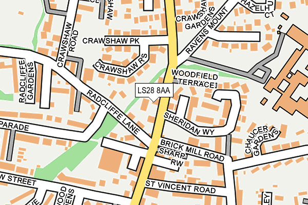 LS28 8AA map - OS OpenMap – Local (Ordnance Survey)