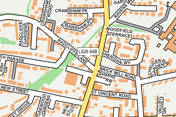 LS28 8AB map - OS OpenMap – Local (Ordnance Survey)