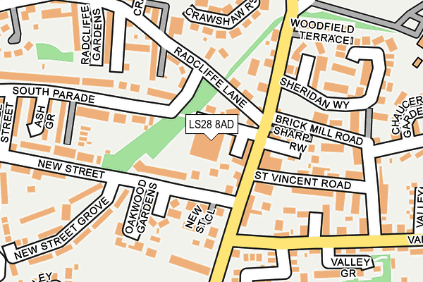LS28 8AD map - OS OpenMap – Local (Ordnance Survey)
