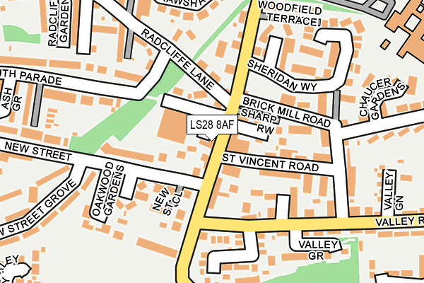 LS28 8AF map - OS OpenMap – Local (Ordnance Survey)
