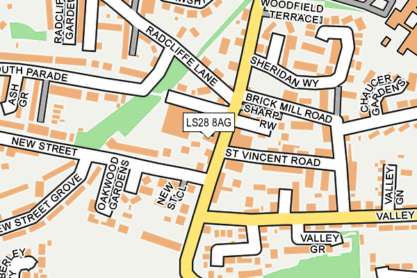LS28 8AG map - OS OpenMap – Local (Ordnance Survey)