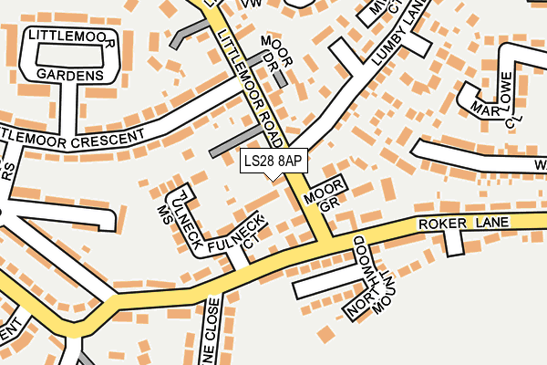 LS28 8AP map - OS OpenMap – Local (Ordnance Survey)