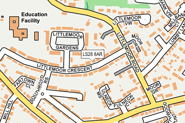 LS28 8AR map - OS OpenMap – Local (Ordnance Survey)