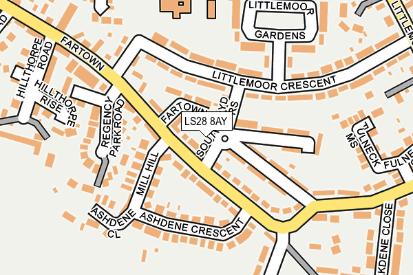 LS28 8AY map - OS OpenMap – Local (Ordnance Survey)