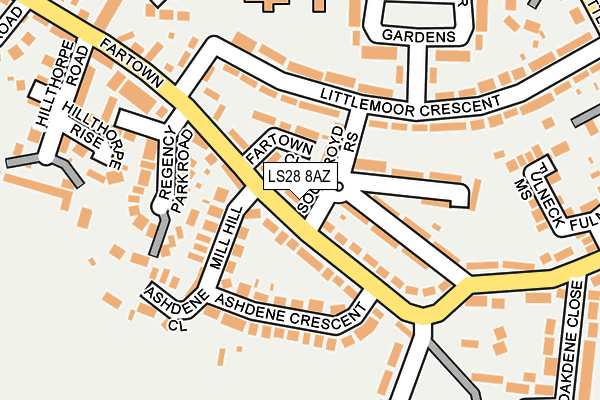 LS28 8AZ map - OS OpenMap – Local (Ordnance Survey)
