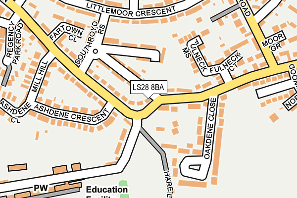 LS28 8BA map - OS OpenMap – Local (Ordnance Survey)
