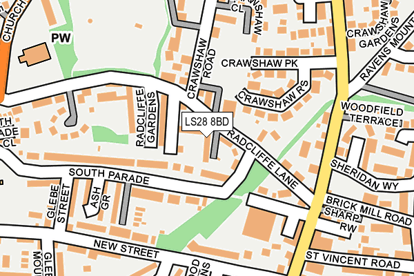 LS28 8BD map - OS OpenMap – Local (Ordnance Survey)