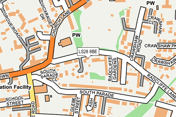 LS28 8BE map - OS OpenMap – Local (Ordnance Survey)