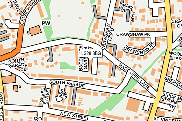 LS28 8BG map - OS OpenMap – Local (Ordnance Survey)