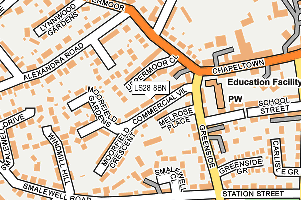 LS28 8BN map - OS OpenMap – Local (Ordnance Survey)