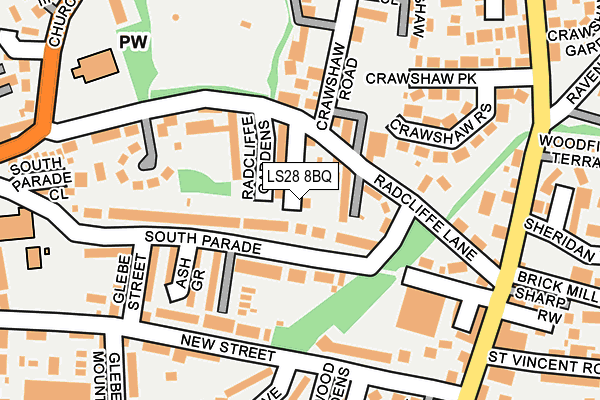 LS28 8BQ map - OS OpenMap – Local (Ordnance Survey)