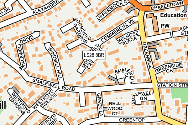LS28 8BR map - OS OpenMap – Local (Ordnance Survey)