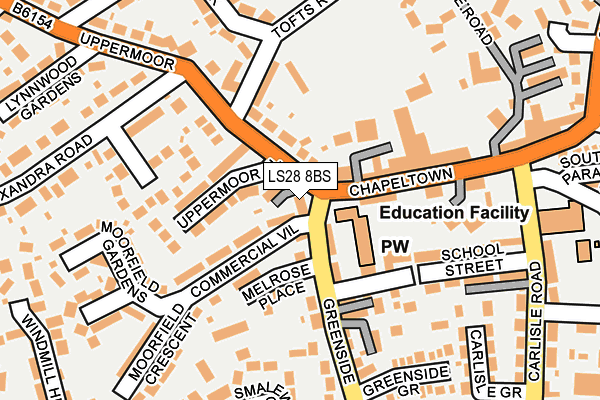 LS28 8BS map - OS OpenMap – Local (Ordnance Survey)