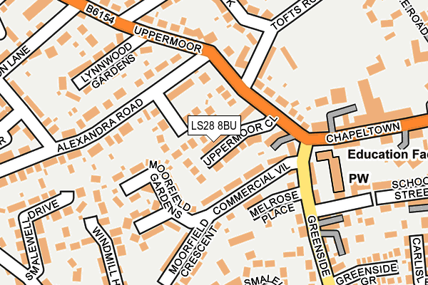 LS28 8BU map - OS OpenMap – Local (Ordnance Survey)