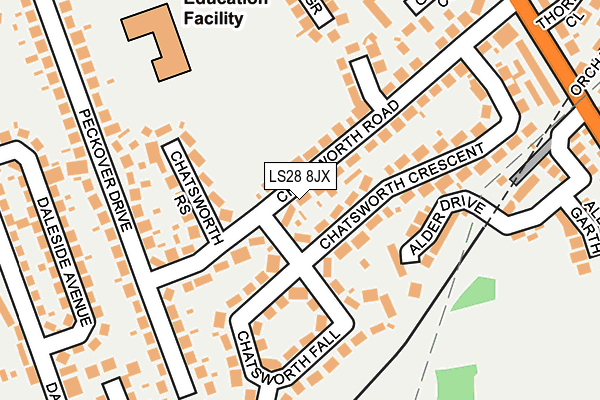 LS28 8JX map - OS OpenMap – Local (Ordnance Survey)