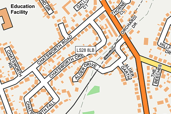 LS28 8LB map - OS OpenMap – Local (Ordnance Survey)