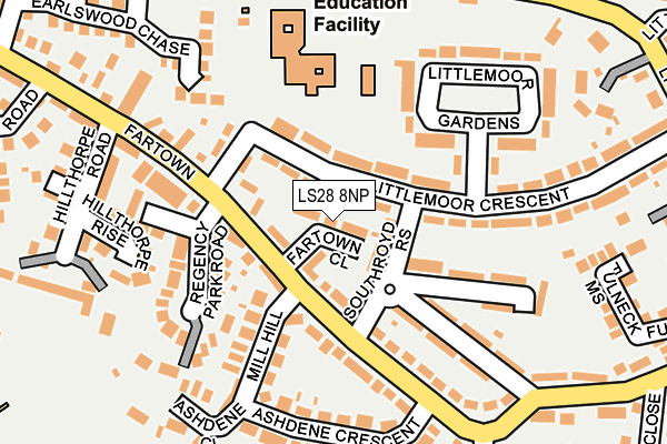 LS28 8NP map - OS OpenMap – Local (Ordnance Survey)