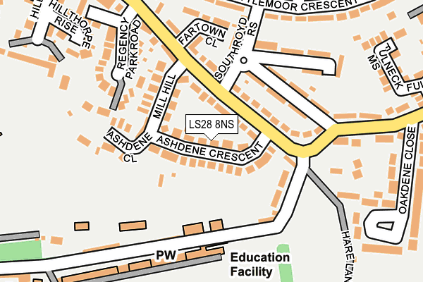 LS28 8NS map - OS OpenMap – Local (Ordnance Survey)