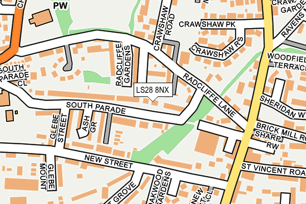 LS28 8NX map - OS OpenMap – Local (Ordnance Survey)