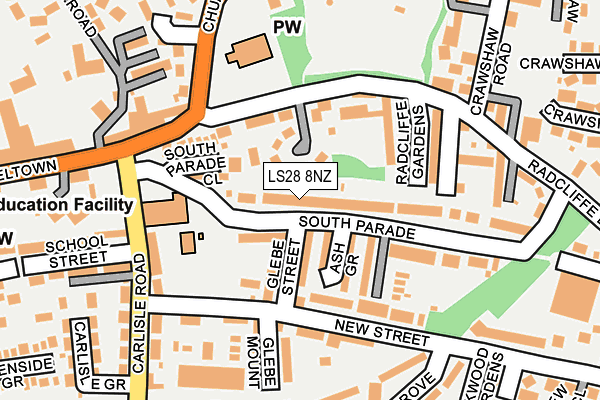 LS28 8NZ map - OS OpenMap – Local (Ordnance Survey)