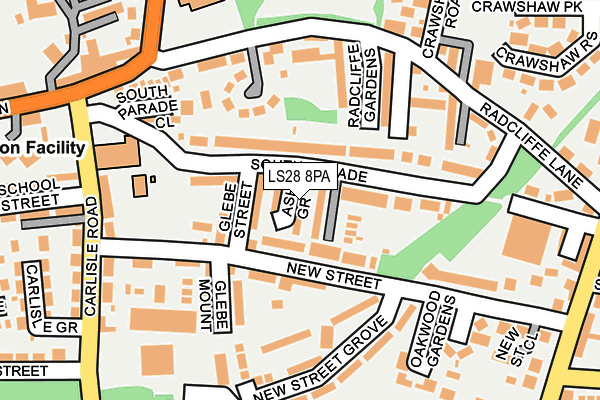 LS28 8PA map - OS OpenMap – Local (Ordnance Survey)