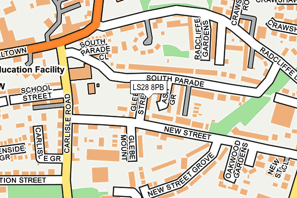 LS28 8PB map - OS OpenMap – Local (Ordnance Survey)
