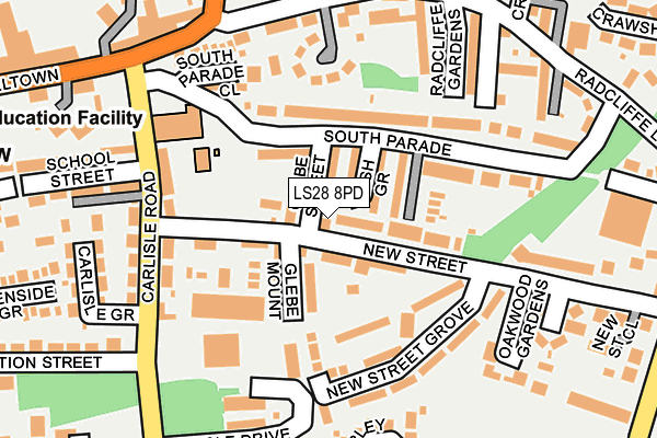 LS28 8PD map - OS OpenMap – Local (Ordnance Survey)