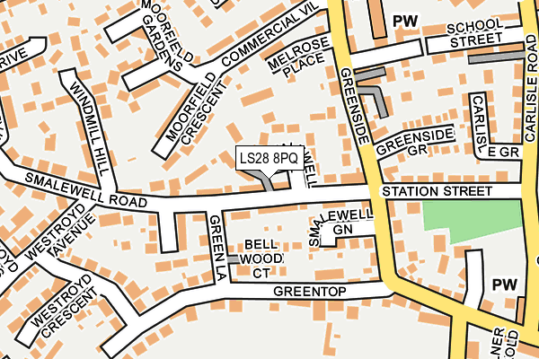 LS28 8PQ map - OS OpenMap – Local (Ordnance Survey)