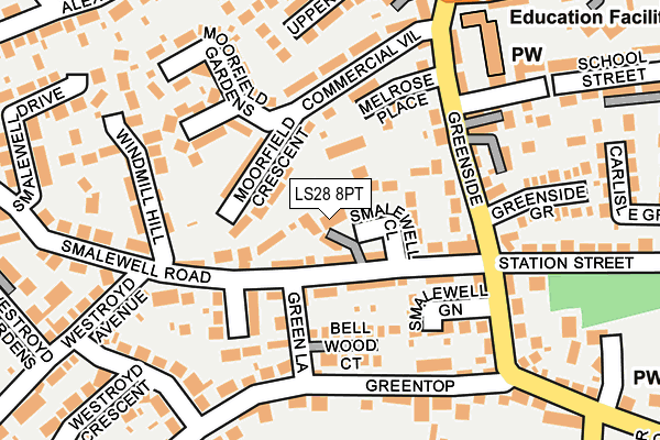 LS28 8PT map - OS OpenMap – Local (Ordnance Survey)