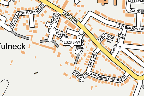 LS28 8PW map - OS OpenMap – Local (Ordnance Survey)