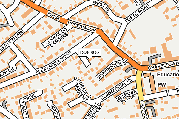 LS28 8QG map - OS OpenMap – Local (Ordnance Survey)
