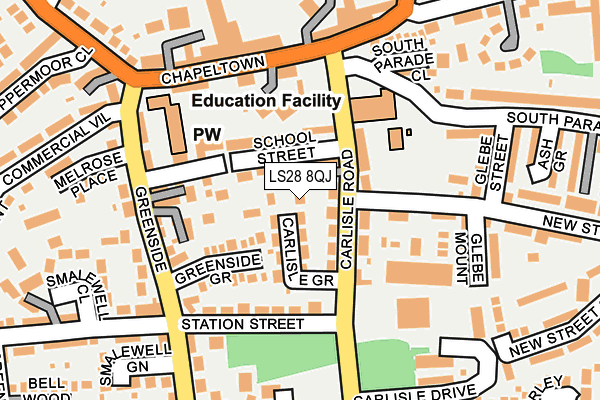 LS28 8QJ map - OS OpenMap – Local (Ordnance Survey)