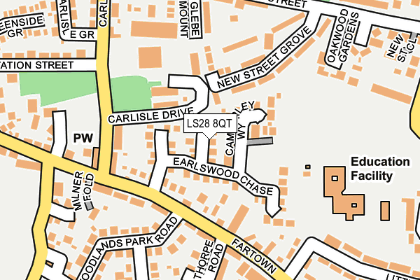 LS28 8QT map - OS OpenMap – Local (Ordnance Survey)