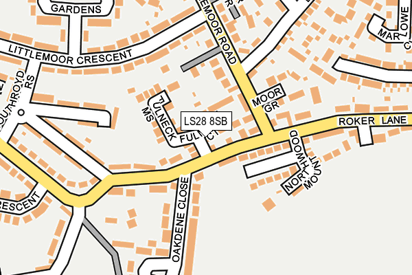 LS28 8SB map - OS OpenMap – Local (Ordnance Survey)