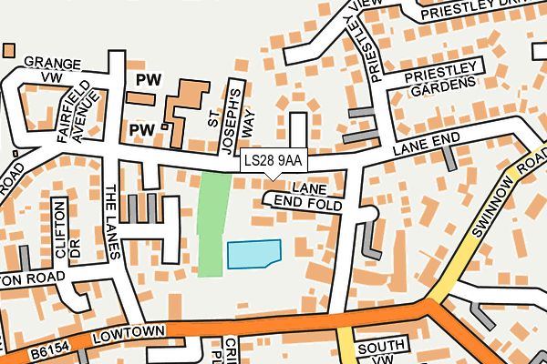 LS28 9AA map - OS OpenMap – Local (Ordnance Survey)