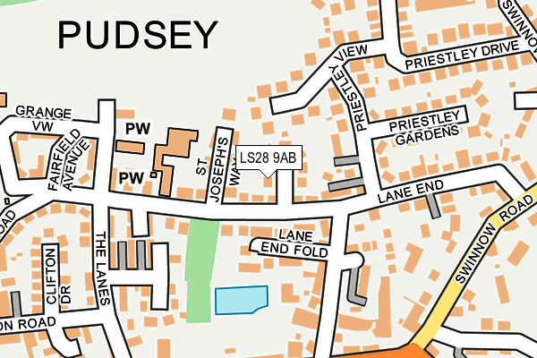 LS28 9AB map - OS OpenMap – Local (Ordnance Survey)