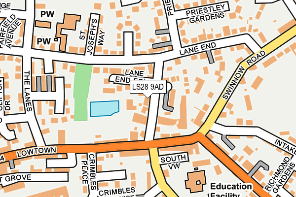 LS28 9AD map - OS OpenMap – Local (Ordnance Survey)