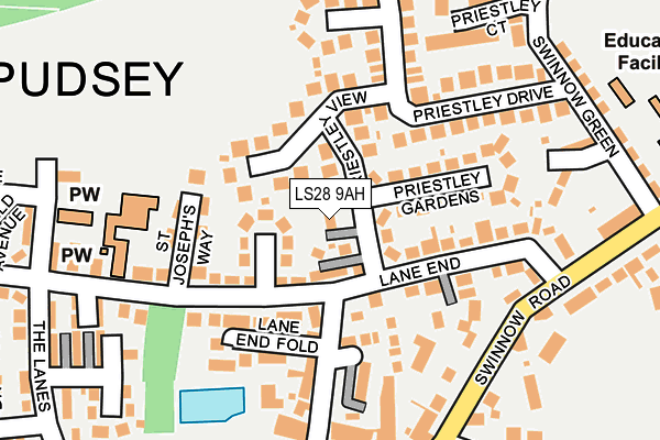 LS28 9AH map - OS OpenMap – Local (Ordnance Survey)