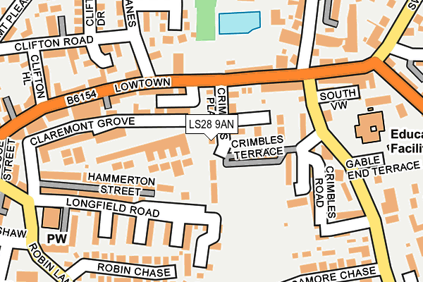 LS28 9AN map - OS OpenMap – Local (Ordnance Survey)