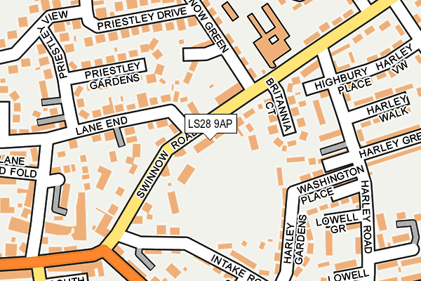LS28 9AP map - OS OpenMap – Local (Ordnance Survey)