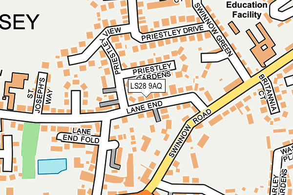 LS28 9AQ map - OS OpenMap – Local (Ordnance Survey)