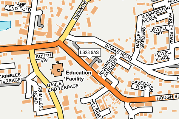 LS28 9AS map - OS OpenMap – Local (Ordnance Survey)