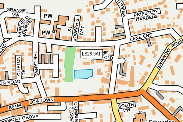 LS28 9AT map - OS OpenMap – Local (Ordnance Survey)