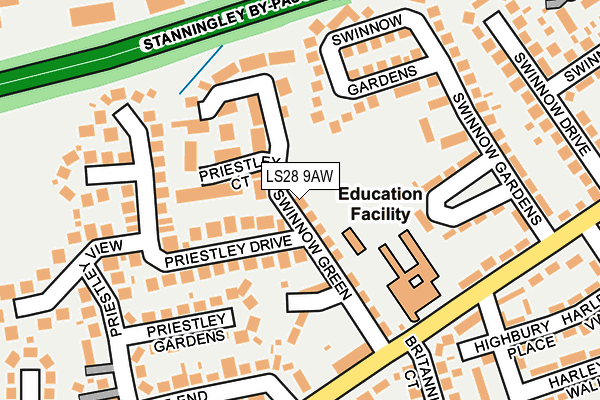 LS28 9AW map - OS OpenMap – Local (Ordnance Survey)