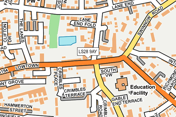 LS28 9AY map - OS OpenMap – Local (Ordnance Survey)
