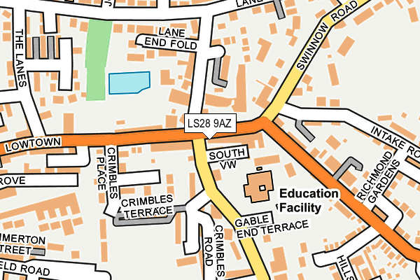 LS28 9AZ map - OS OpenMap – Local (Ordnance Survey)