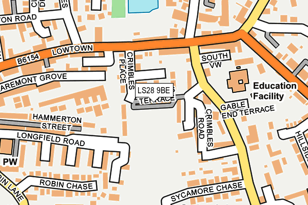 LS28 9BE map - OS OpenMap – Local (Ordnance Survey)