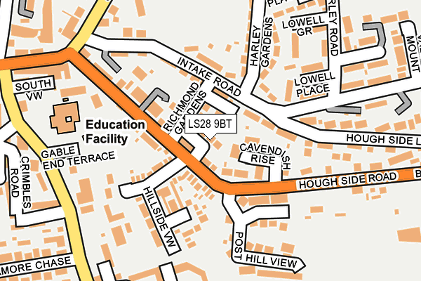 LS28 9BT map - OS OpenMap – Local (Ordnance Survey)